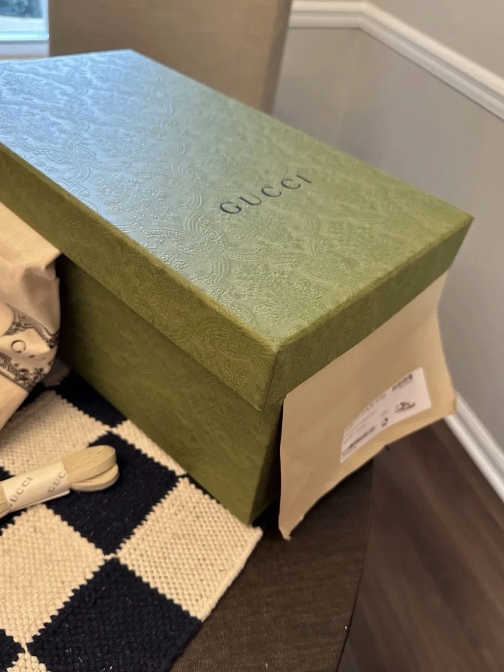 Gucci Beige GG Canvas Low-Top Sneakers with Green-Red Web Stripe